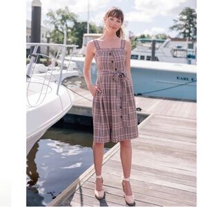 Madison Plaid Dress Gal Meets Glam Sleeveless Knee Length Button Front Size 14